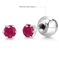 thumbnail image 6 of Gem Stone King Platinum Red Ruby Stud Earrings for Women Men (0.70 Cttw, Gemstone July Birthstone, Round 4MM), 6 of 6