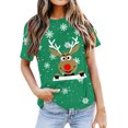 thumbnail image 1 of Hauts pour Femmes Décontractés à Imprimé de Noël, T-Shirt à Col Rond, Chemise à Manches Longues, Chemisiers Grande Taille pour Femmes, Vert, P, 1 of 4