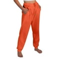 thumbnail image 3 of Women's Straight Leg Fleece Lined Sweatpants, High Waist Tapered Yoga Pants with Drawstring and Pockets, Comfortable Joggers for Running, Workout, Lounge, and Casual Winter Wear Orange S, 3 of 6