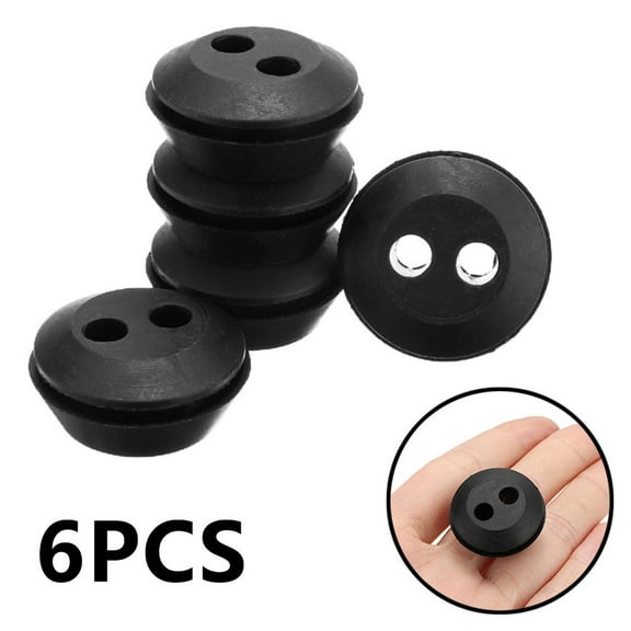 RichLink 6-Pack Rubber Fuel Tank Seal Grommets with 2 Holes for String Trimmers and Brush Cutters, Outdoor Power Equipment Replacement Parts, 24Mm Outer Diameter