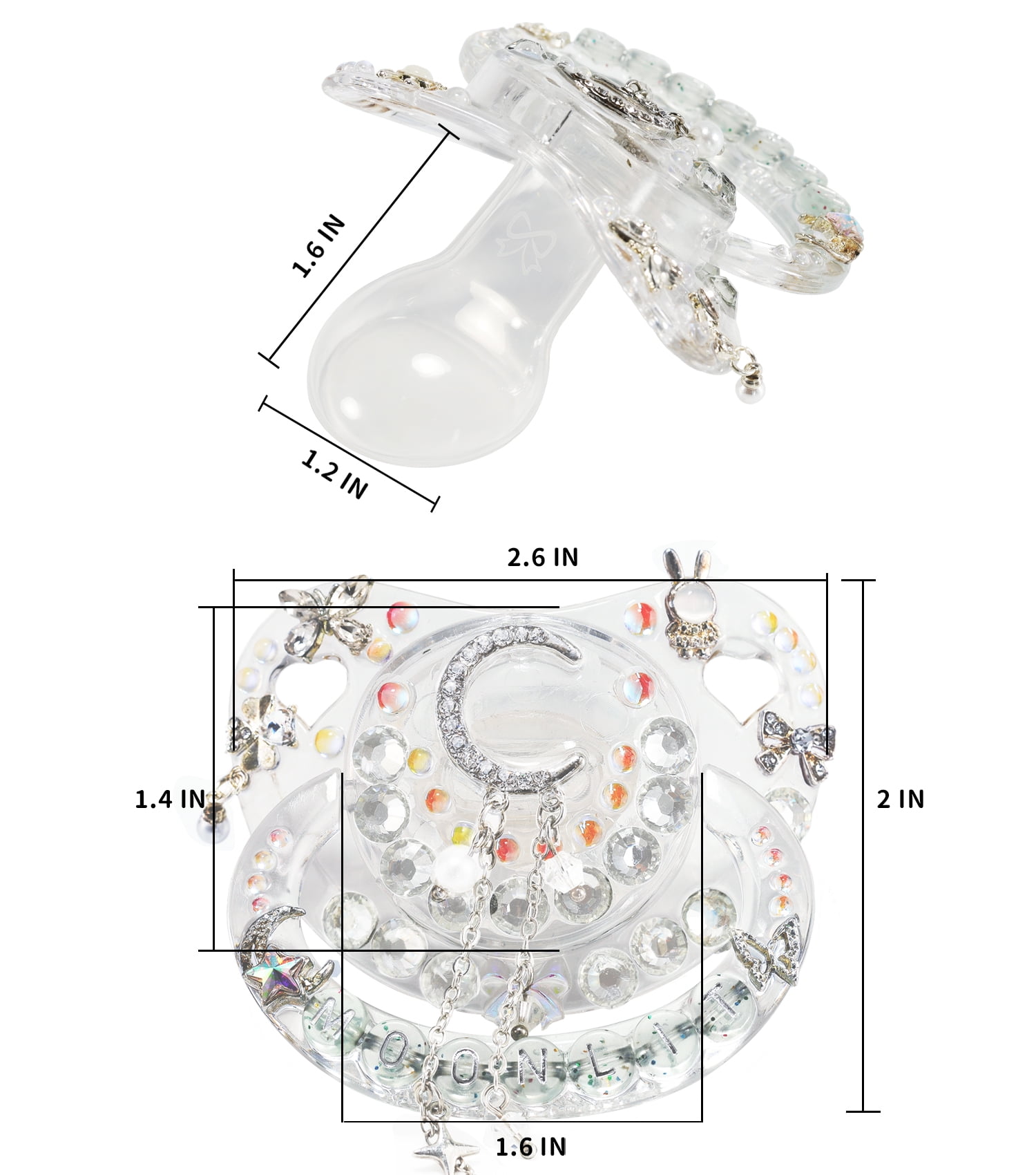 CutiePlusU Adult Sized Pacifier Large Shield Dummy Crystal DIY Handmade