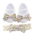 thumbnail image 3 of Esho Newborn Baby Girls Shoes with Headband, Infant Bowknot Crib Cute Party Dress Shoes 0-12M, 3 of 5