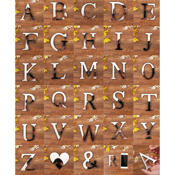 Stylish 3d Mirror Wall Sticker Letters Diy Art Mural For Home Room Decor Acrylic Decals R Walmart Com