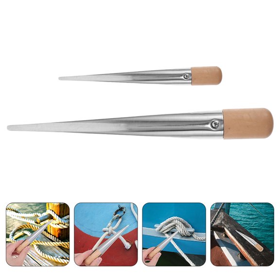 Masteelf 2pcs Stainless Steel Marine Rope Threading Tool Wire Rope Splicing Tool Boat Rope Splicing Spike Threaders Maintenance Tools