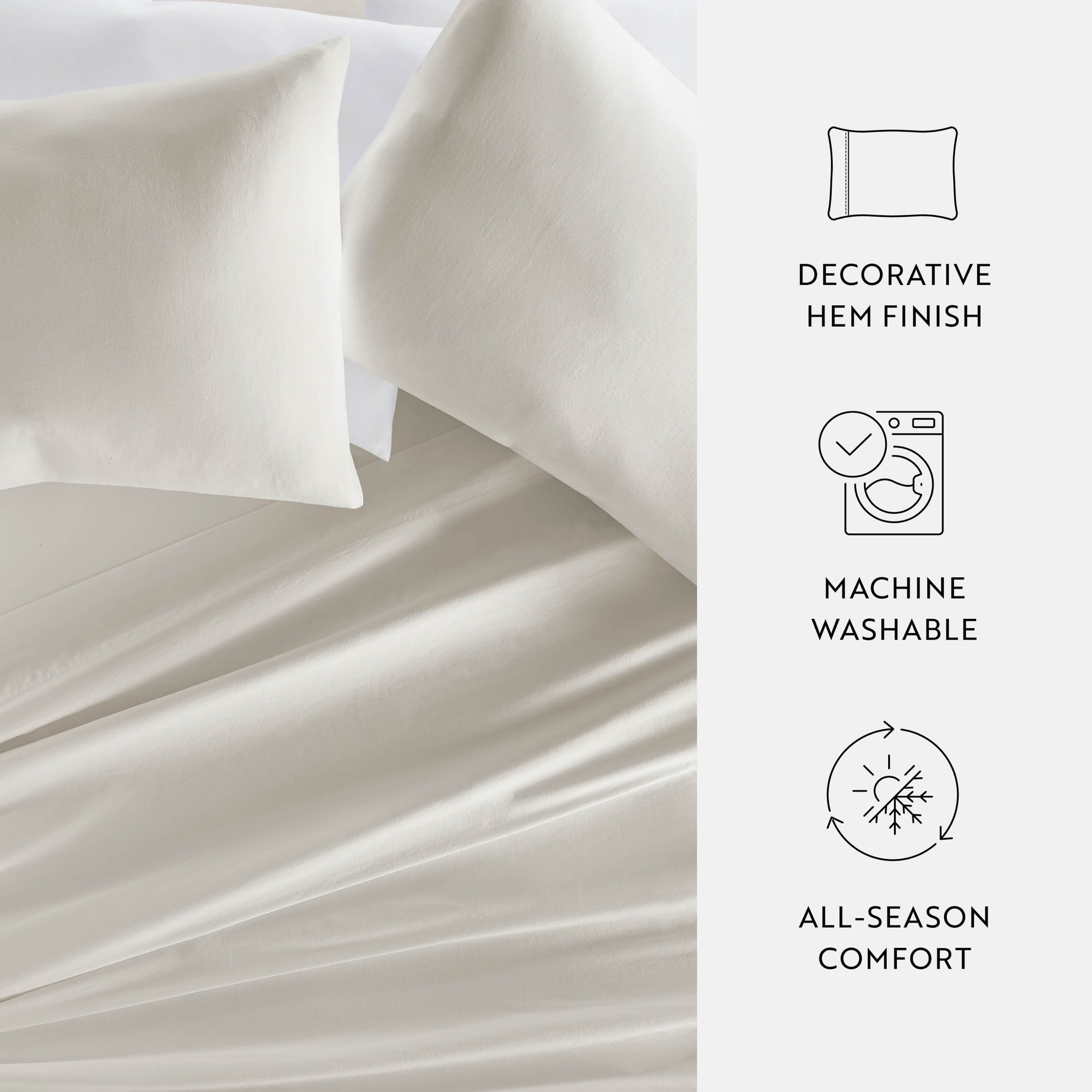 Ivory 300TC Cotton Cooling Pillow Case Set, Standard/Queen, by Noble Linens