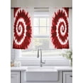 thumbnail image 5 of Sheer Curtains 54 inches Long 2 Panels Set Red Tie-dye Chinese Style Abstract Ethnic Spiral Watercolor Tiers Sheers Rod Pocket Small Window Short Curtains for Kitchen Cafe, Each 52" W x 54" L, 5 of 7