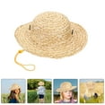 thumbnail image 2 of Sombrero de paja para niños para la playa, gorra con protección solar para niñas y niños, disfraz de granjero, sombrero tejido de ala ancha para verano al aire libre, 2 of 5