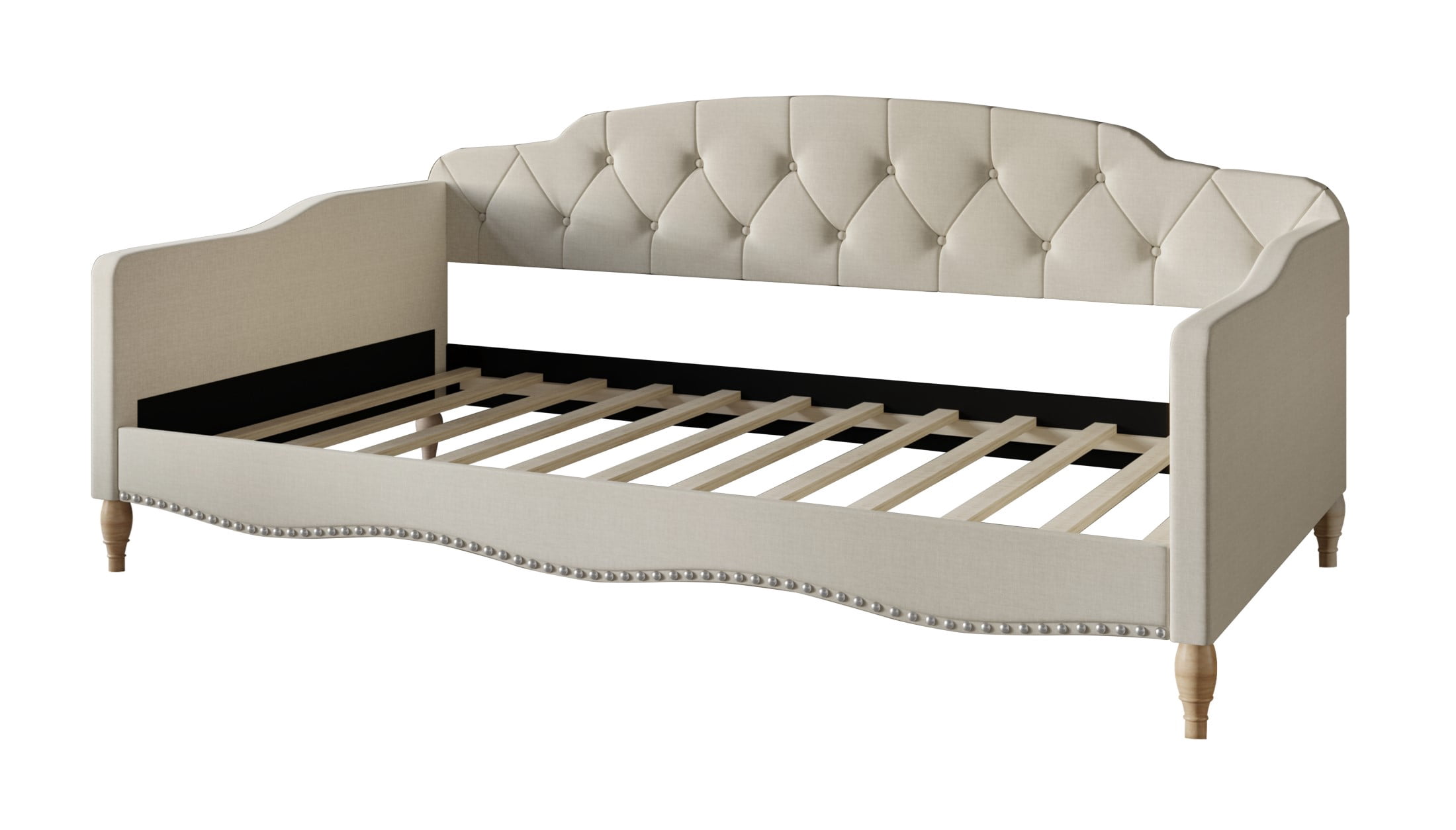Castle Place Upholstered Button Tufted Twin Daybed, WarmGrey