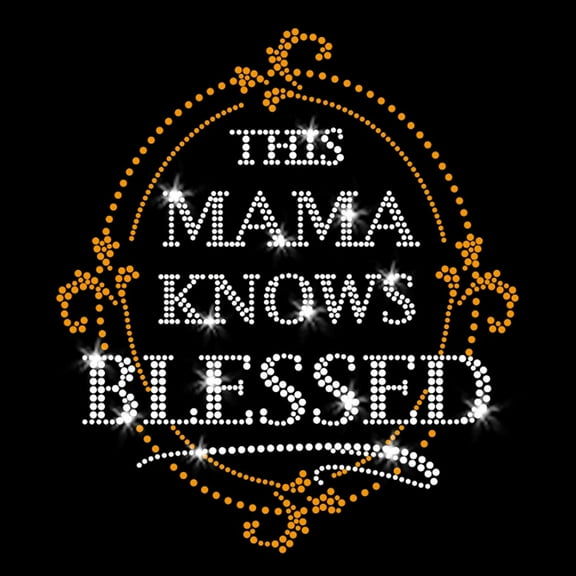 JCS Rhinestones This Mama Knows Blessed Sparkly Crystal Bling Iron-on Rhinestone Transfer
