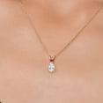 thumbnail image 3 of Gem Stone King 14K Yellow Gold White Moissanite and Red Ruby Pendant Necklace for Women | 1.03 Cttw | Gemstone Birthstone | Pear Shape 8X5MM | With 18 inch Chain, 3 of 7