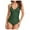 Green, variant on Womens One Piece Swimsuit with Tummy Control, V-Neck, Adjustable Straps, Cross Back & Ruched Solid Print Push-Up Bathing Suit