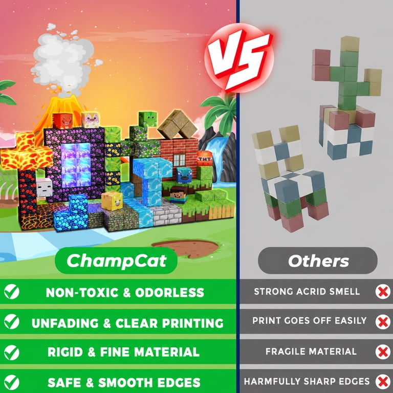 ChampCat 150 Pc Magnetic Building Blocks with Light Blocks photo 6
