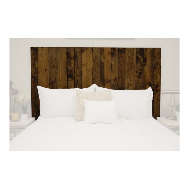 Barn Walls Floating 4 Panel Wall Solid Wood Headboard, Dark Walnut, King