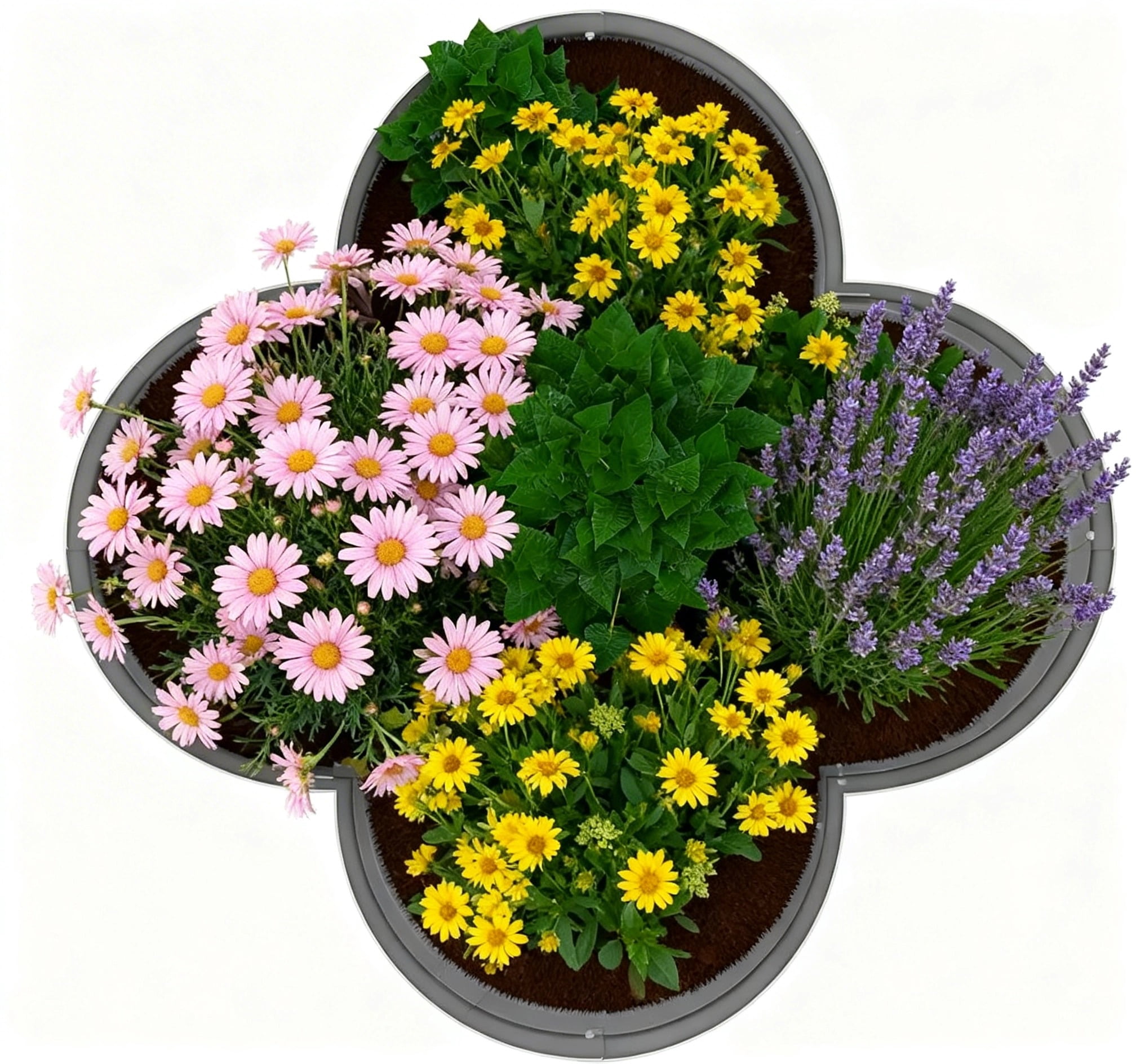 WildBreak Outdoor Raised Garden Bed Kits, Petal Shape, Metal Planter Box 47.6 x 47.6 x 11.8", Off-White