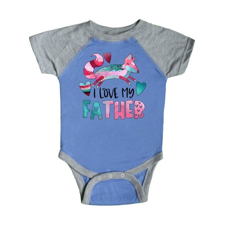 

Inktastic I Love My Father Pink and Blue Fox with Hearts Gift Baby Boy or Baby Girl Bodysuit