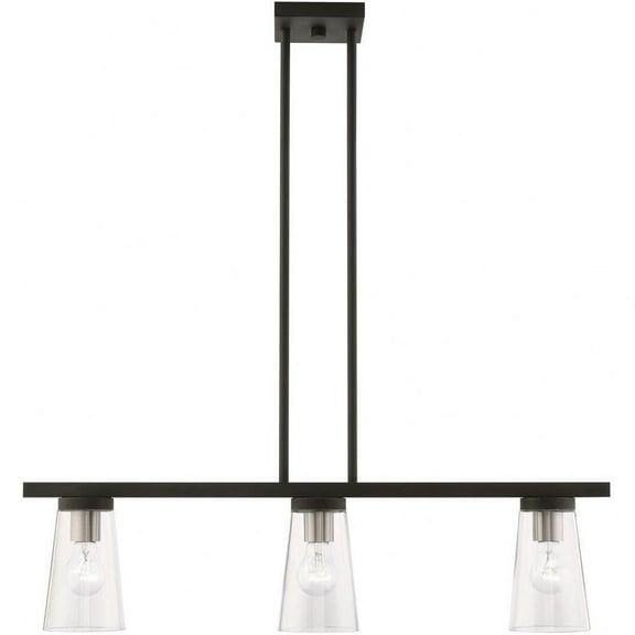 3 Light Linear Chandelier in Contemporary Style-14.25 inches Tall and 4.75 inches Wide-Black/Brushed Nickel Finish Bailey Street Home 218-Bel-4829170