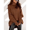 thumbnail image 4 of Autumn Winter Women's Casual Loose Knit Top Turtleneck Oversized Bat Sleeves Thick Pullover, 4 of 5
