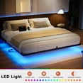 thumbnail image 2 of KOUSEI King Size Floating Bed Frame Metal Platform Bed with LED Lights & Charging Station Modern Bed No Box Spring Required，Black, 2 of 9