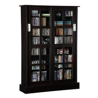 Atlantic 49 Windowpane Media Storage Cabinet Bookshelf With Sliding Glass Doors 576 Cds 192 Dvds 215 Blurays Espresso Com Atlantic 49 Windowpane Media Storage, 72×80 Sliding Closet Door