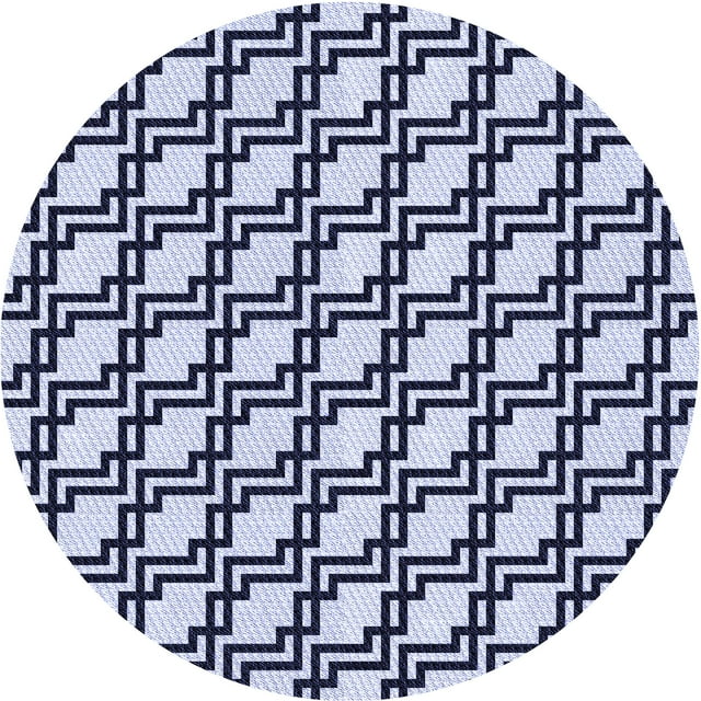 Ahgly Company Tapis Rond Lavable en Machine Intérieur Transitionnel Bleu Céleste, 4 Pieds Rond