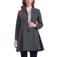 thumbnail image 1 of Abrigo de invierno para mujer INSPIRE CHIC, corte A, de manga larga, con botonadura simple, dobladillo peplum, largo, talla XL, gris oscuro, 1 of 6