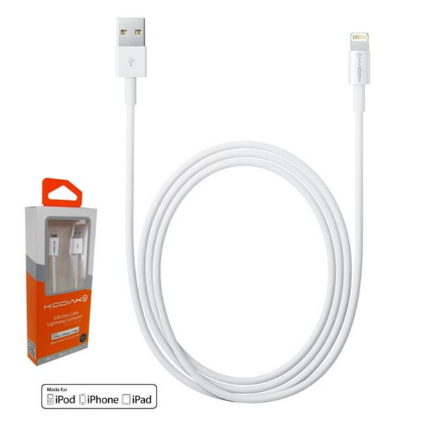 Kodiak KO-DCTPE-IP2M-WH 6.6 Ft. Câble de Données de Charge iPhone 5-6 Foudre MFI TPE&44; Blanc