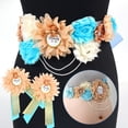 thumbnail image 3 of Maternity Sash,Mommy&Daddy to Be Corsage Pins with Blue Floral Sash for Baby Shower Gender Reveal Special, 3 of 9