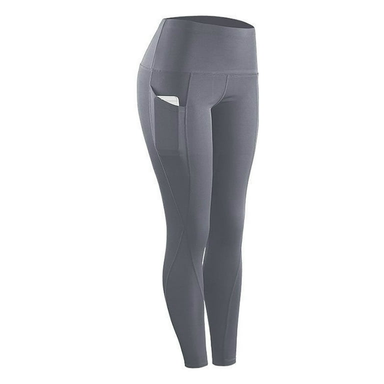 Frontwalk High Waisted Leggings for Women Yoga Workout Biker Athletic Pant  Fitness Jogger Compression Tights with Pocket Light Gray L
