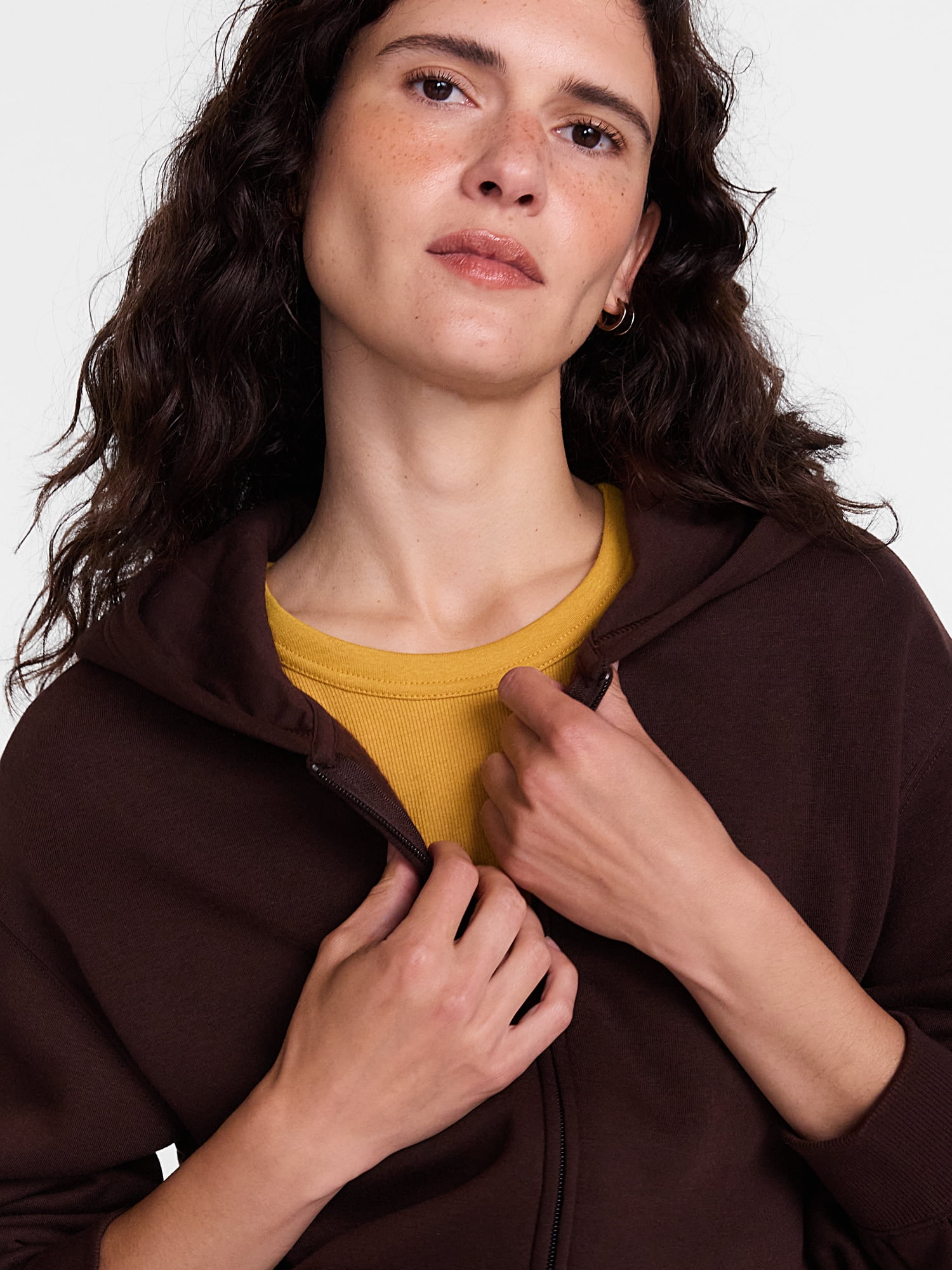 Scenario Women's and Women's Plus Zip Front Fleece Hoodie Jacket, Sizes XS-4X