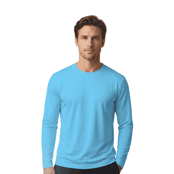 ZBORIBER Men's Quick Dry UPF 50 UV Sun Protection Moisture Wicking Long Sleeve T-Shirt for Casual Workout,Sizes S-3XL,Shockwave Blue