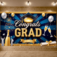 thumbnail image 5 of Gold Glitter Congrats Grad Banner Dark Blue Graduation Backdrop 3D Lettering Red Ribbon 2026 Grad Display for Graduation Parties High School Graduations College Graduations, 5 of 5