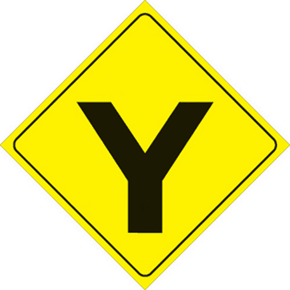 Voss Signs 436 Y YR Yellow Plastic Reflective Sign12" - Y-Intersection