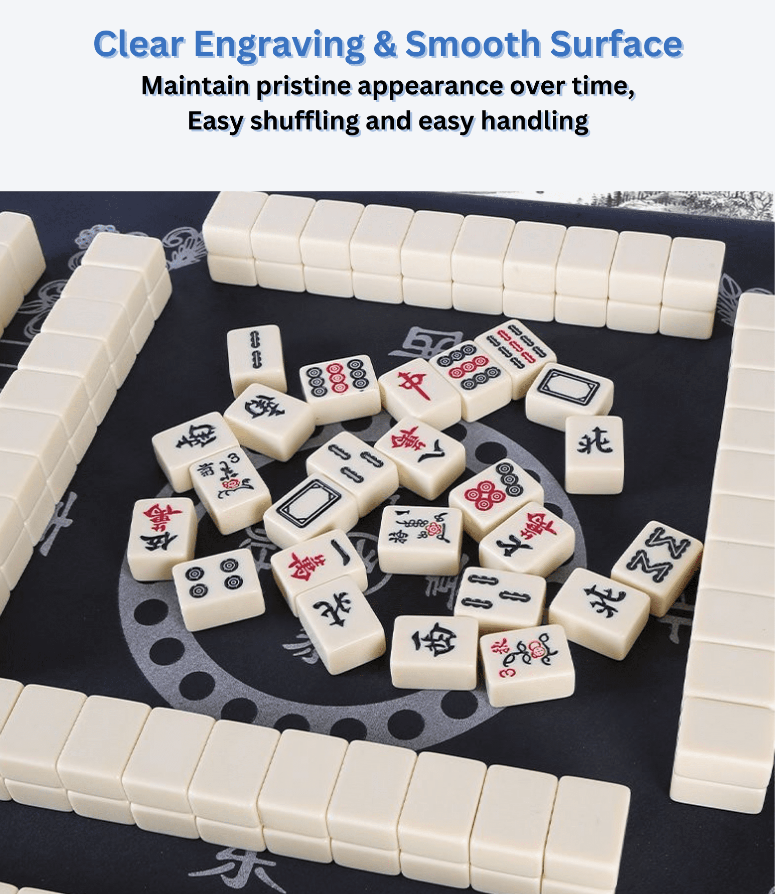Complete American Mahjong Set with 166 White Tiles (1.2"), 4 Dice, and A Storage Case, Ideal for Game Nights and Gifts