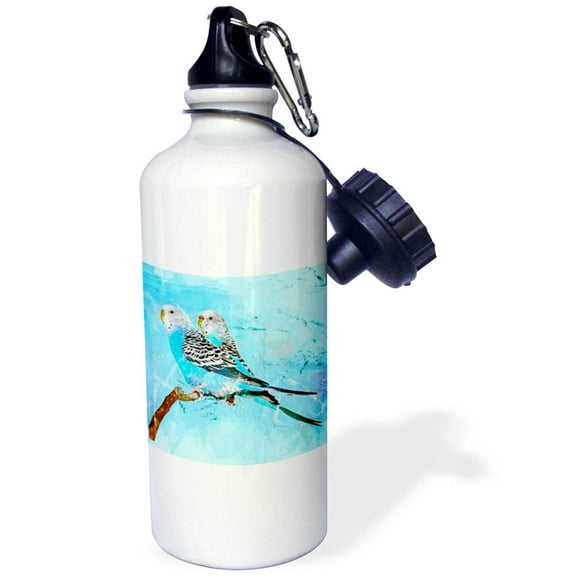 3dRose, Watercolor Design of Budgerigar Budgie Parrot, 21 oz Sports Water Bottle