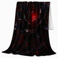 thumbnail image 2 of Glowing Crimson Center Within A Black Rose, Cozy Flannel Blanket with Dark Fantasy Floral Print, Housewarming Gift for Dark Floral Enthusiasts, Home Decor for Bedroom and Living Room, 2 of 7