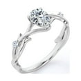 thumbnail image 4 of JeenMata Tree Branch Design Crossover 1 Carat Pear Cut Moissanite Flush Engagement Ring In 18K White Gold Plating Over Silver, 4 of 7