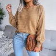 thumbnail image 4 of IROINNID Reduced Womens Sweater Boat Neck Pullover Sweater Solid Color Leisure Mid-Length Long Sleeve Sweater, 4 of 5