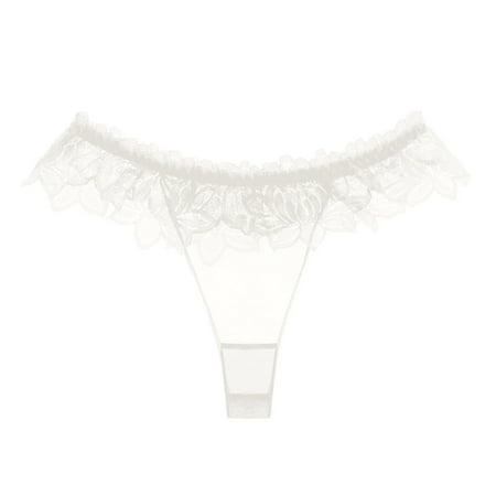 

Zuwimk Panties For Women Sexy Women Sexy Floral Lace Briefs with Cute Bow Center White One Size