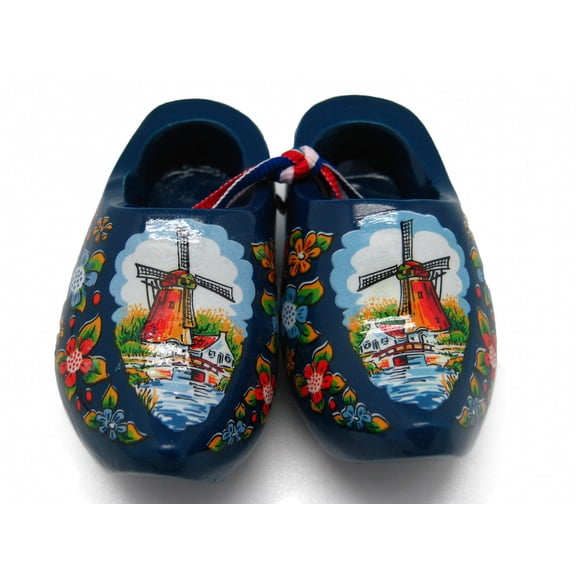 Decorative Dutch Wooden Shoe Landscape Design Blue 3.25"
