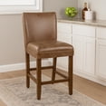 thumbnail image 6 of 24 Inch Counter Stool Chair- Brown Wood Frame- Faux Leather Seat, 6 of 6