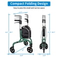 thumbnail image 3 of Planetwalk 3 Wheel Rollator Walkers for Seniors, Foldable Rollator with 8'' Wheel and Adjustable Handles, Lightweight Aluminum Frame, Green, 3 of 8