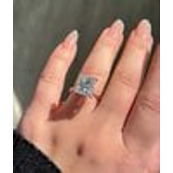 Princess Cut Lab Created Diamond Women's Engagement Ring 14K White Gold Plated