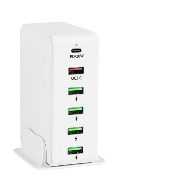 USB PD Fast Charger With 6 Port,Charging Station Universal Phone Desktop Wall Charger Compatible With Cellphone,Tablet,and More ,Multi-Device Charger