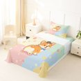 thumbnail image 3 of Manfei Kawaii Bowknot Dog Twin Sheets, Cute Flower Corgi Bedding, Pink Cream, 3pcs, 1 Flat Sheet, 1 Fitted Sheet and 1 Pillowcase, 3 of 6