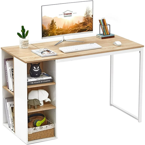 Bureau avec étagère bureau d'ordinateur blanc table PC système