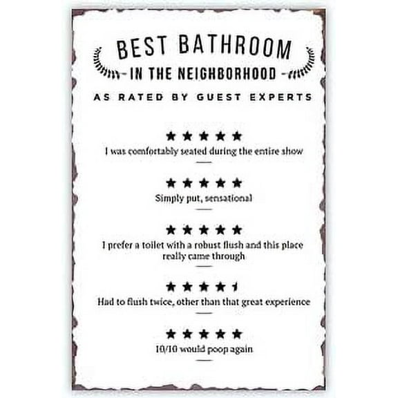 Best Bathroom in The Neighborhood Vintage Metal Sign Bathroom Wall Art Decor Farmhouse Country Home Decor 8X12Inch