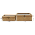 thumbnail image 3 of DecMode Handmade Woven Rattan Brown Rattan Decorative Box with Glass Tops and Bronze Latches, 2 Count, 3 of 10