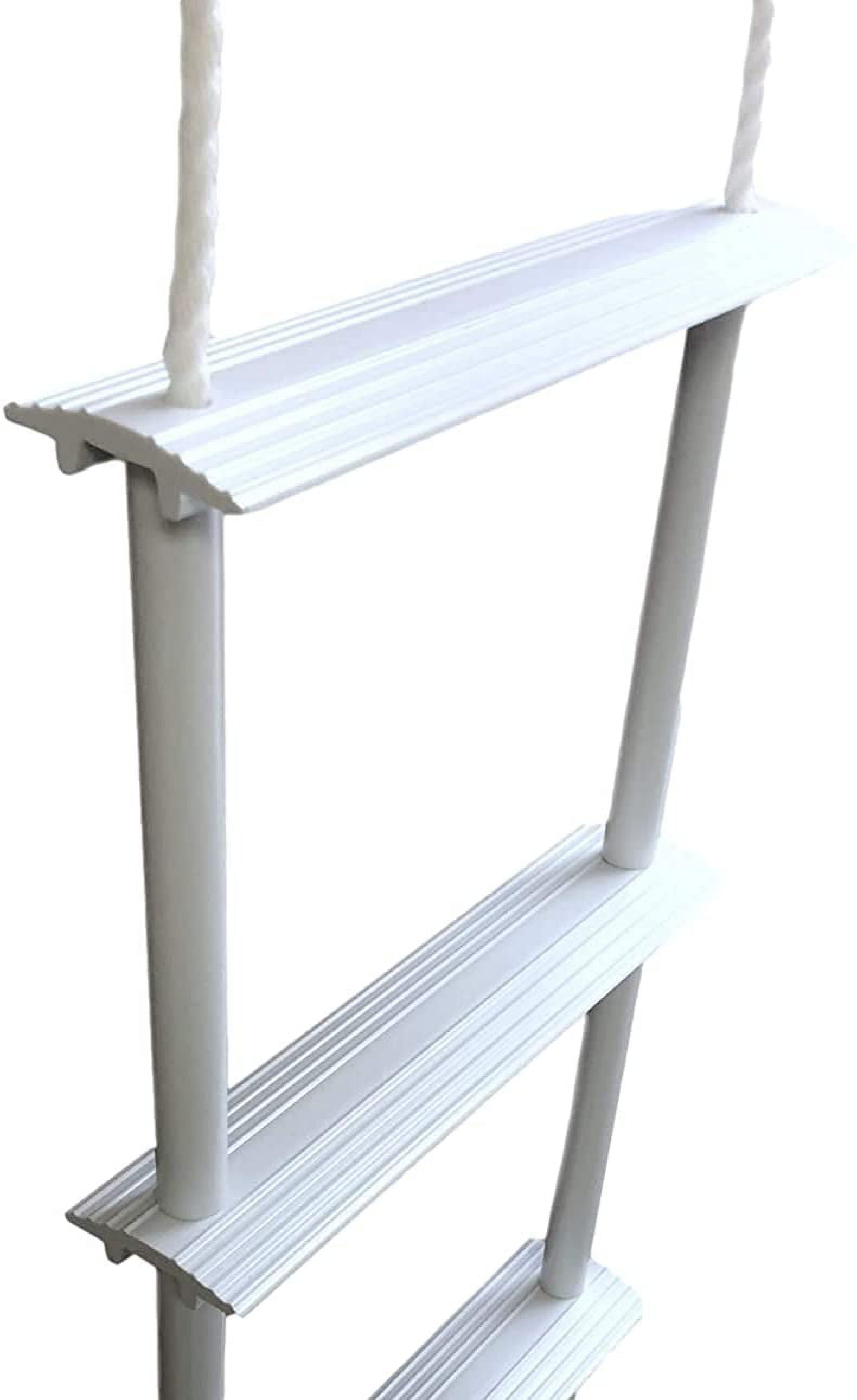 Pactrade Marine Inflatable Boat Kayak 3-Step White Folding PE Rope PVC Ladder for Emergency