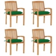 thumbnail image 1 of vidaXL Stacking Garden Chairs with Cushions 4 pcs Solid Teak Wood, 1 of 5