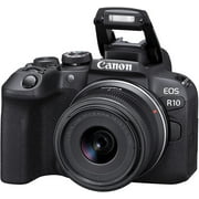 Canon EOS R10 Mirrorless Camera (New, Black) with RF-S 18-45mm F/4.5-6.3 IS STM Lens, 128GB Memory, Case, Tripod, Filters Bundle (International Version)